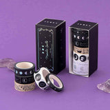 Tsuki ‘Moonlit Spell’ Washi Tape Set with amethyst stones in purple background