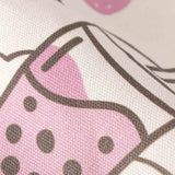 Close up of Tsuki ‘Ichigo’ Boba Tote Bag strawberry bubble tea design