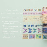 Tsuki ‘Flutter + Dream’ Washi Tape Set by Notebook Therapy x Pelinkan in various sizes on mint background