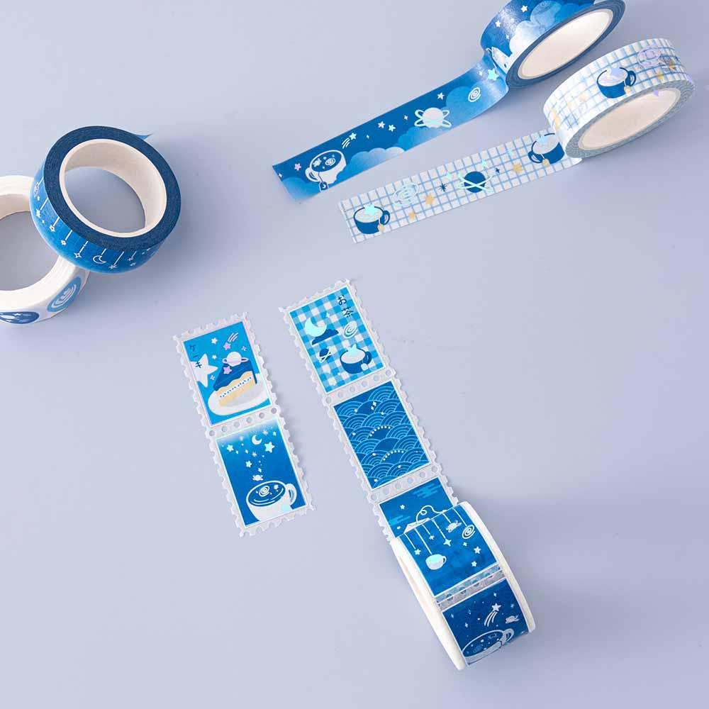 Tsuki ‘Cup of Galaxy’ Washi Tapes on light blue background
