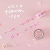 Tsuki ‘Sakura Journey’ Die Cut flower tape with cherry blossom petals on light pink background