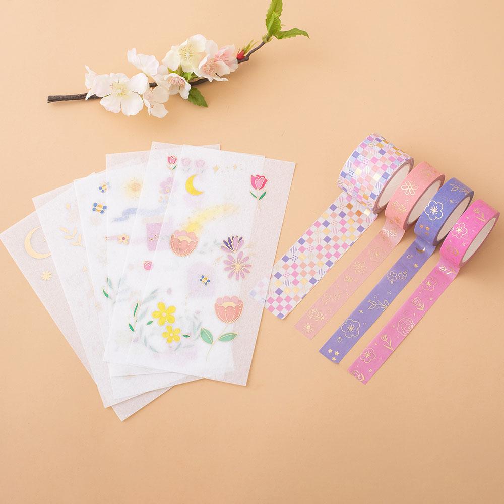 Cratey Floral Washi Tape Set - 12 PET & Washi Tapes for Journaling  Stickers, Scrapbooking Supplies, Planner, Bullet Journals,Arts & Crafts.  Use as
