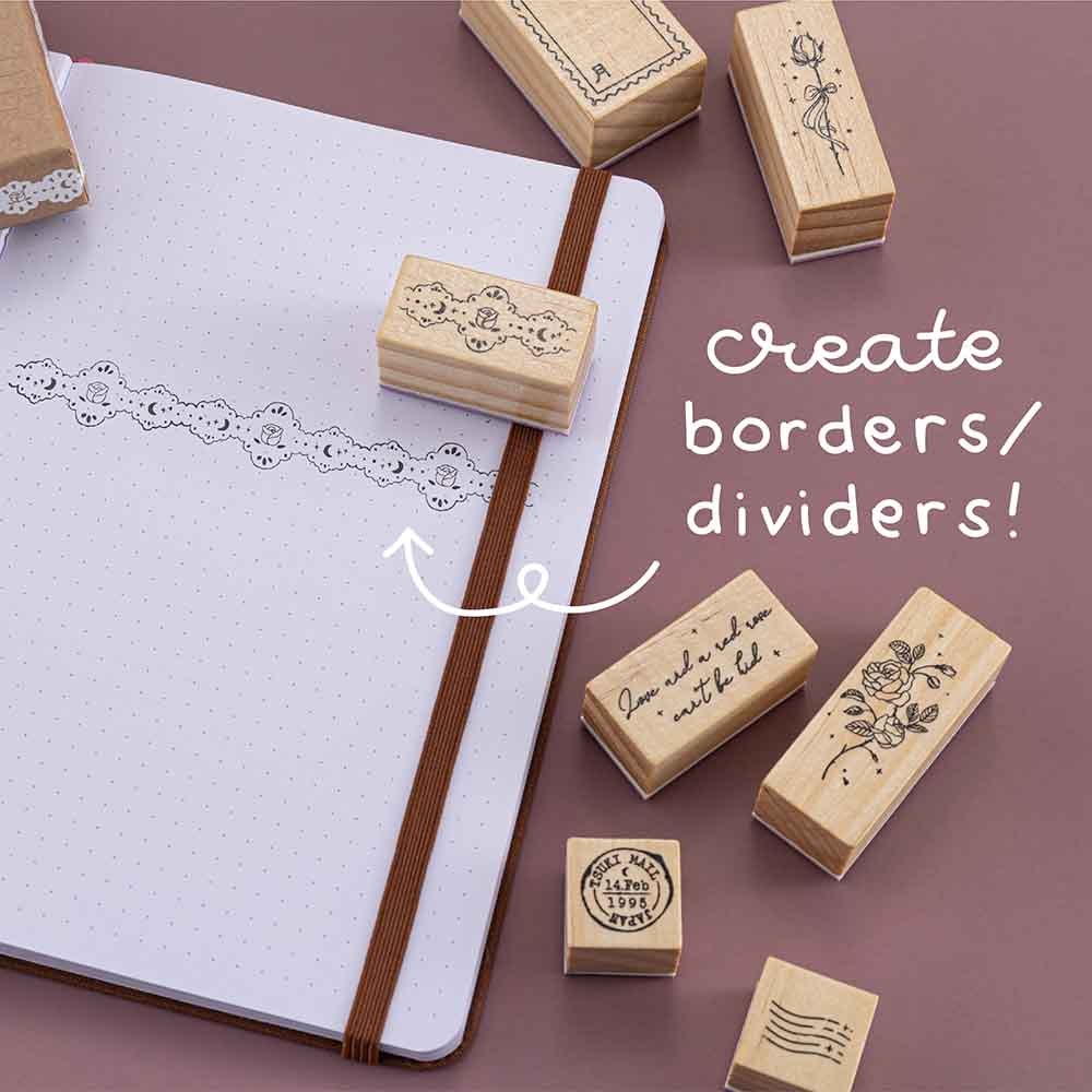 Tsuki ‘Vintage Rose’ Bullet Journal Stamp Set ☾ – NotebookTherapy