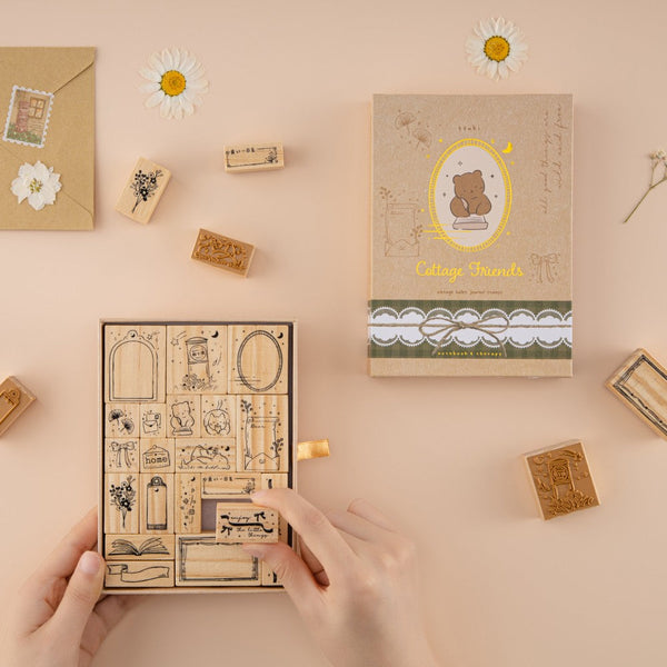 Note Journal Stamp Tsuki ‘Cottage Friends’ Bullet Journal Stamp Set ☾ – NotebookTherapy