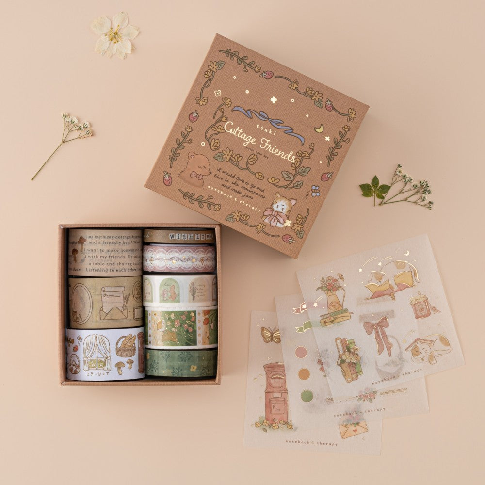 Tsuki Cottage Friends washi tape set cottagecore aesthetic