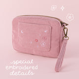 Tsuki ‘Sakura Journey’ Travel Pouch with special embroidered details in pink background